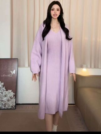2025年秋冬温柔气质慵懒风长款针织开衫连衣裙两件套宽松外套女#时尚气质穿搭 #中长款针织开衫两件套 #显瘦长裙 #时尚休闲穿搭 #减龄洋气针织开衫 @DOU+小助手 @DOU+上热门