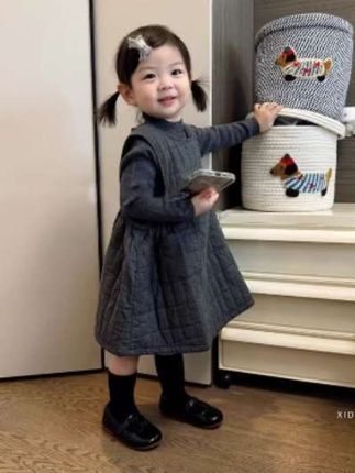 #女童背心裙#女宝宝甜美夹棉连衣裙#儿童圆领公主裙