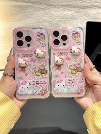 粉嘟嘟的甜品🧁🍰KT猫好可爱耶~还带镜子支架嘞#ins手机壳高级感 #仙女必备 #这个手机壳真的长在我心巴上了 #是时候安排一下了 #在抖音入手的好东西