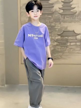 #潮童穿搭 #男童穿搭夏季短袖T恤长裤套装#帅气穿搭