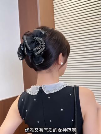 AB面满天星蝴蝶结气质百搭抓夹新款后脑勺盘发夹小香风鲨鱼夹发饰#蝴蝶结抓夹#抓夹#抓夹用法#盘发教程#头饰发饰