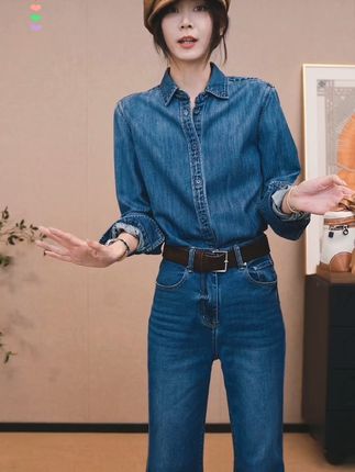 #简约大气 #时髦穿搭 #软牛仔#牛仔衬衫