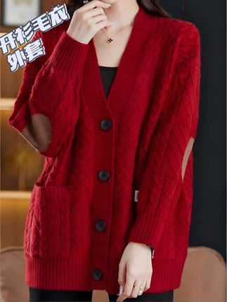 纯色针织开衫女加厚宽松洋气胖MM248斤休闲肥加大码毛衣外套#针织开衫 #大码女装#不怕你胖就怕你不时尚#遮 肉显瘦 #洋气减龄