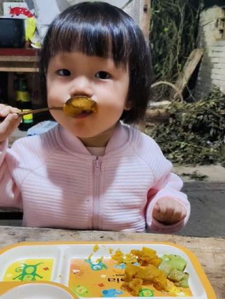 蒸南瓜,炒鸭蛋,营养山药小米粥#爱吃饭的乖宝宝 #吃饭香香身体棒棒