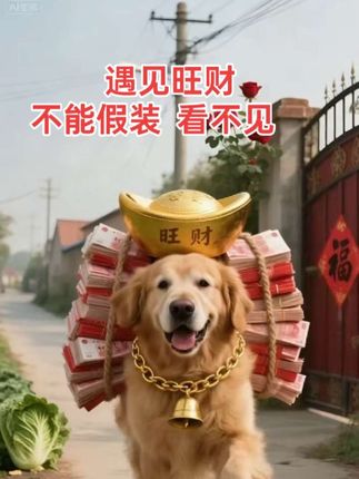 遇见旺财送财不能假装看不见!#金毛 #萌宠出道计划 #忠诚狗狗 #可爱狗狗 #狗是人类最忠诚的朋友