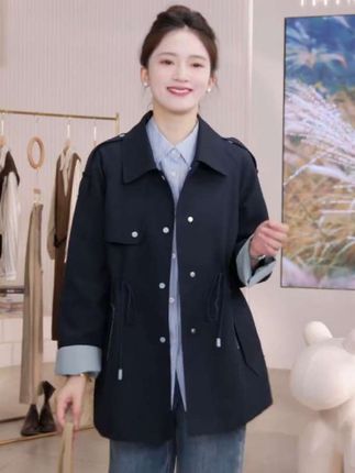 亦白【长期主义】2025秋新款女装百搭时尚撞色收腰休闲风衣外套上衣#时尚百搭 #遮肉显瘦 #休闲减龄穿搭 #面料柔软舒适 #穿出自己的风格