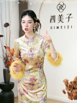秋季新款新中式气质显瘦礼服中国风改良旗袍连衣裙