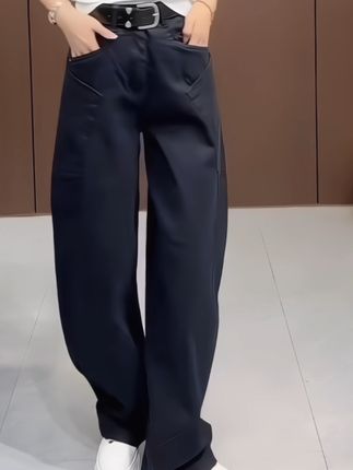 高腰洋气工装裤女2025年秋季新款时尚长裤显瘦弯刀裤复古直筒裤子