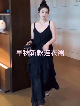 #早秋新款 #连衣裙  #这也太好看了 #黑色系  #显瘦显高显气质