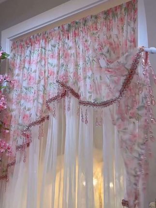 第262集 轻奢玫瑰花语免打孔安装隔断门帘纱帘蕾丝#门帘#门帘隔断帘 #免打孔#装饰#纱帘