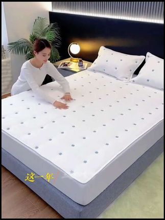 刺绣床笠床笠罩单件夹棉床罩床垫保护罩加厚防滑固定床单四季通用#面料柔软细腻 #健康睡眠 #家纺床上用品 #床笠床罩 #床垫保护套