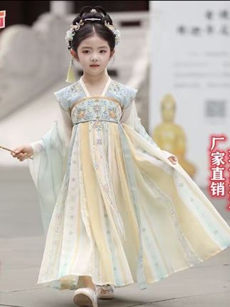汉服女童古装夏季款儿童新中式国风连衣裙女宝宝古风超仙公主襦裙