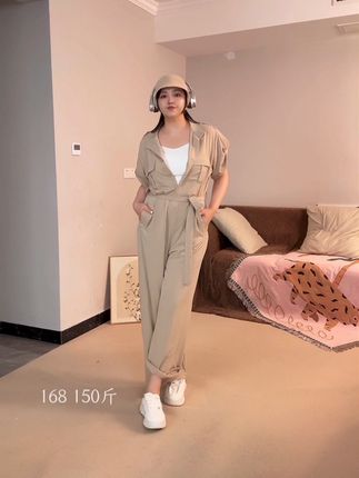 气质已替你开场#大码女装 #微胖穿搭 #连体裤 #工装风 #夏季穿搭