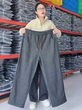 加绒加厚,加肥加大 定制款,专为高个子大码姐妹做的版型!#加绒直筒裤加长版 #格子裤 #提花毛呢裤