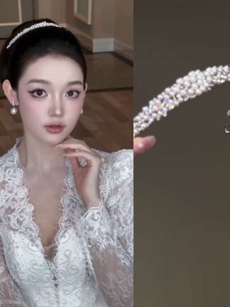 “姐妹们看过来!这个珍珠皇冠太绝了,配婚纱贼好看,戴上就跟公主似的。想要的赶紧下单,结婚当天戴它绝绝子!”#化妆师#新娘#新娘造型#白纱造型#新娘