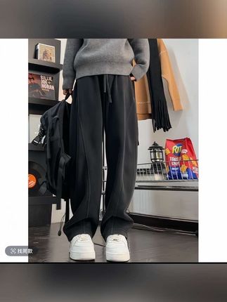 水洗baggy风慵懒松弛感运动卫裤男生春秋直筒男裤飘带阔腿弯 #好货推荐 #裤子穿搭 #男生穿搭 #休闲风 #看过来