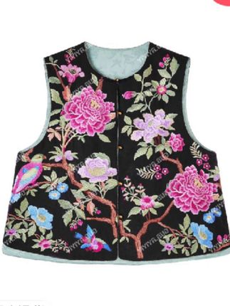 香云纱奢雅刺绣马甲#秀出新国风 #美出新高度 #美不美你说了算 #重工刺绣 #高端大气