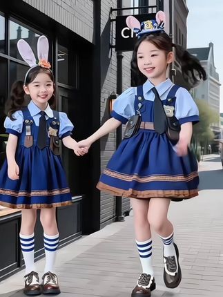 朱迪兔子警官COS衣服#女童套装#夏季生日连衣裙#JK洛丽塔儿童公主裙#谁穿谁好看 #时髦洋气