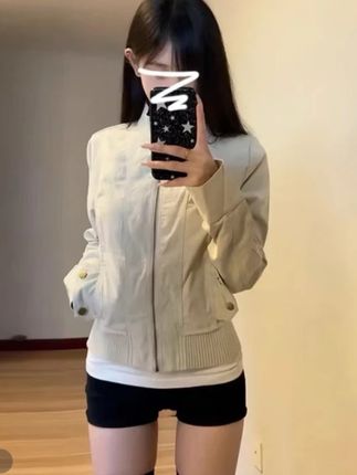 美式复古夹克外套女 初秋2025新款早春秋季薄款短款拉链开衫上衣#学院风穿搭 #韩系穿搭 #上衣穿搭 #休闲风 #夹克外套