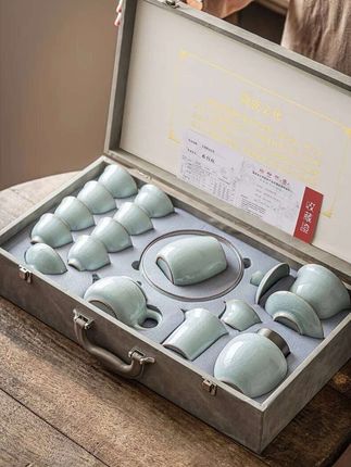 【唐丰】汝窑茶具套装轻奢高档复古家用简约陶瓷礼盒装中式伴手礼#茶具套装 #陶瓷茶具套装 #汝窑茶具套装 #茶器之美 #茶生活