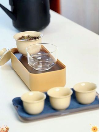 福沏东方露营便捷收纳快客杯一壶三杯功夫茶器便携旅行茶具套装#便携式茶具 #喝茶必备 #功夫茶#茶具#旅行茶具套装