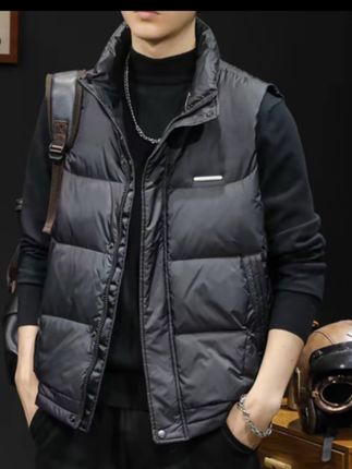 AEMAPE鸭绒服黑马甲男款2025秋季拉链时尚潮男士无帽外套垂感短款#点击小黄车直接购买 @DOU+小助手