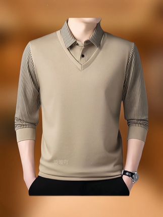 #加绒加厚小衫#假两件打底衫#做工精细 #百搭上衣 #高端男装