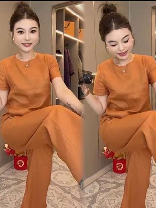 2025夏季新款时尚显瘦气质网红高档洋气女高级宽松大码短袖两件套