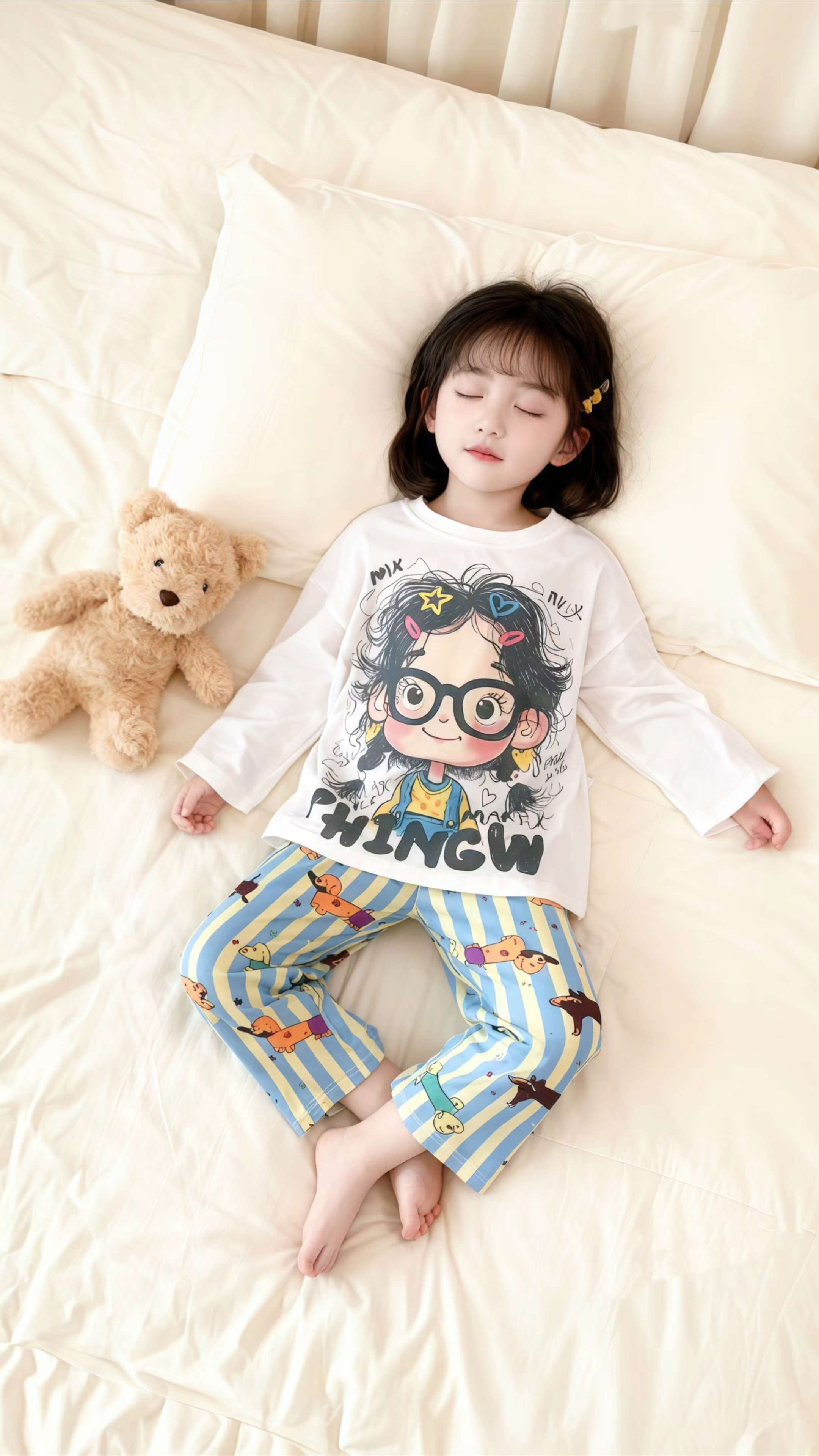 女童秋款睡衣套装,软萌上线 2025新款女童长袖家居服来啦!精选亲肤面料,摸起来像云朵般柔软☁️,透气不闷汗,太适合秋天穿。细节满满,穿脱方便,大童宝贝活动也自在。居家睡觉、休闲玩耍都合适,网红款颜值超赞~ #女童睡衣2025新款 #儿童秋季家居服 #大童睡衣套装 #萌娃家居穿搭 #宝宝舒适睡衣