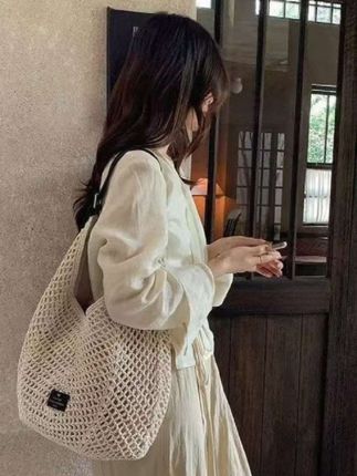 编织托特包包女2025春夏新款大容量韩系小众镂空单肩斜挎手提包包#爆款热卖中#厂家直发