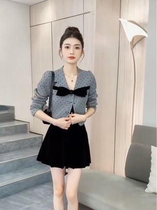 法式甜美减龄时尚蝴蝶结外套半身裙早秋新款设计感气质显瘦两件套#女装 #气质优雅大方 #甜美穿搭