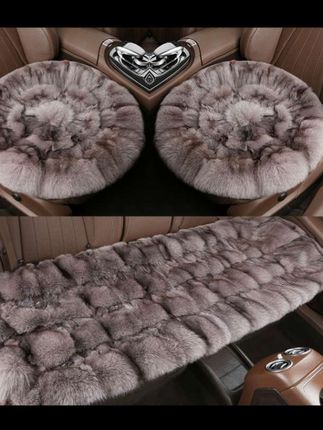 #上热门 #好物推荐🔥 #保暖又好看 #冬季必备 真狐狸毛汽车坐垫皮毛一体座椅垫狐狸头皮草圆形坐垫无靠背车坐垫
