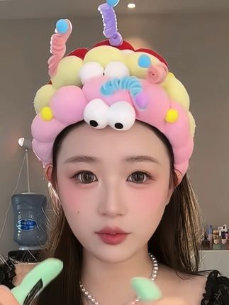 搞怪大眼睛扭扭棒高品质海绵云朵趣味发箍女化妆洗脸无痕防滑头箍#种草好物 #修饰脸型 #时尚单品