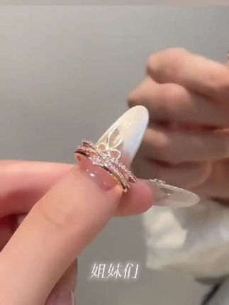 铜合金锆石戒指 戒指女款火爆款小众首饰尾戒高级感轻奢时尚饰品