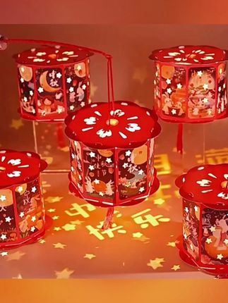 中秋节兔子手工花灯#儿童创意手工 #快来看看 #红色系 #真好看 #今日分享