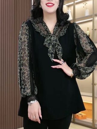 秋季显瘦千金气质衣服拼接宽松假两件长袖 #女装 #显高显瘦 #减龄气质 #遮肉显瘦穿搭 #上衣穿搭
