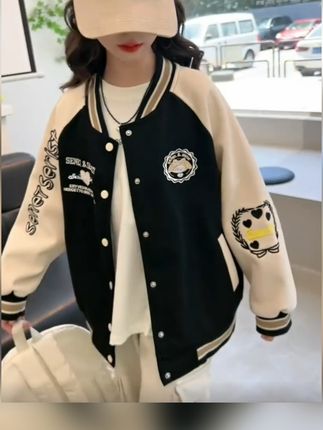 女童外套春秋2025新款6-12岁15岁中大儿童休闲运动洋气秋季棒球服#棒球服 #秋冬穿搭