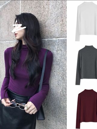 #上衣 #打底衫 #半高领打底衫 #内搭外穿都好看 #长袖t恤 @DOU+小助手 @DOU+上热门 @抖音小助手 韩版半高领百搭打底衫2025年秋冬长袖T恤女修身显瘦时尚上衣7119