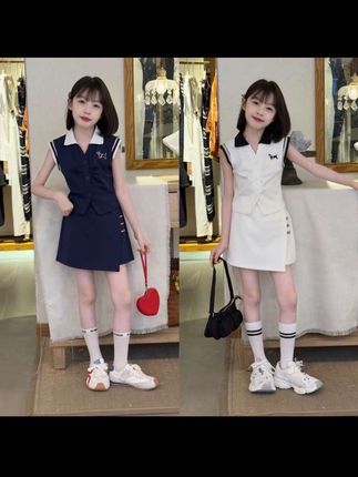【2025新款女童时尚休闲运动修身显瘦气质无袖单排扣学院风两件套潮】#甜美穿搭 #时尚穿搭分享 #生女儿就是用来打扮的 #高级感穿搭 #时尚休闲套装