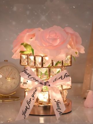 高颜值永生玫瑰花水晶小夜灯 卧室床头灯浪漫氛围灯#仪式感 #爱心礼物#小夜灯氛围灯