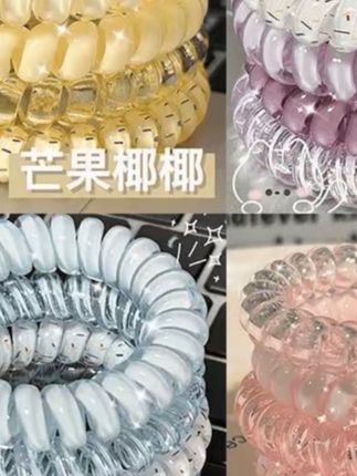 夏季新款高品质葡萄椰椰波点电话线夏天清新百搭日常发绳耐用发圈#发圈 #发圈头绳 #头绳