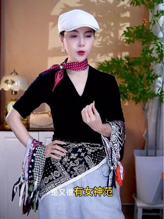 【冰丝缎珠珠蝴蝶结小丝巾】时尚百搭吸扣丝巾#超级好看#爆款热卖中