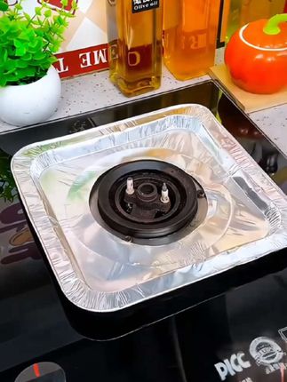 【拍一发50只】超厚煤气灶防油垫贴燃气灶保护贴纸厨房灶台罩锡纸圈#灶台罩 #锡纸圈 #灶台防油垫
