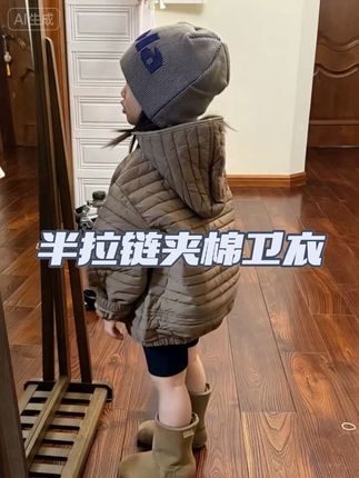 超级酷的绗线定位加棉连帽卫衣,半拉链设计好穿脱,宽松版型男女宝穿都好看,上身韩里韩气的,妈妈们闭眼冲!#高品质童装 #儿童卫衣 #韩版童装 #潮童穿搭 #韩系穿搭
