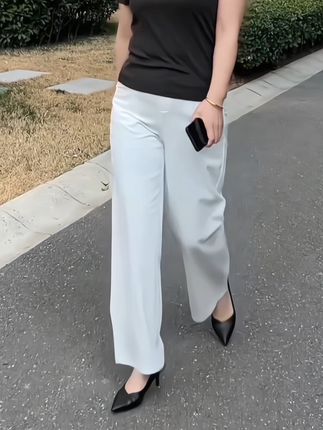 窄版阔腿裤女2025春夏新款高腰显瘦百搭裤子宽松大码直筒休闲裤#面料柔软舒适 #穿出自信穿出美丽 #遮肉显瘦 #小个子穿搭 #点击视频左下角定位抢购