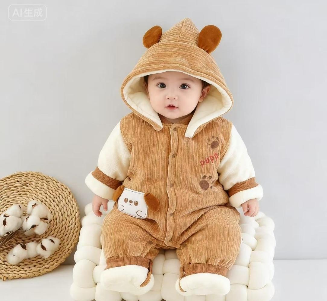 婴儿冬季连体衣280克加厚加绒宝宝冬季外出服新 款时尚冬款连体衣#宝妈分享 #萌宝穿搭