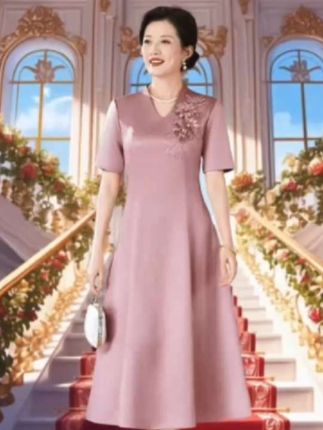 55542中老年气质宴会中长款修身显瘦夏季中国风婚宴喜婆婆礼服 #国风礼服 #婚宴妈妈装 #喜婆婆喜妈妈婚宴装