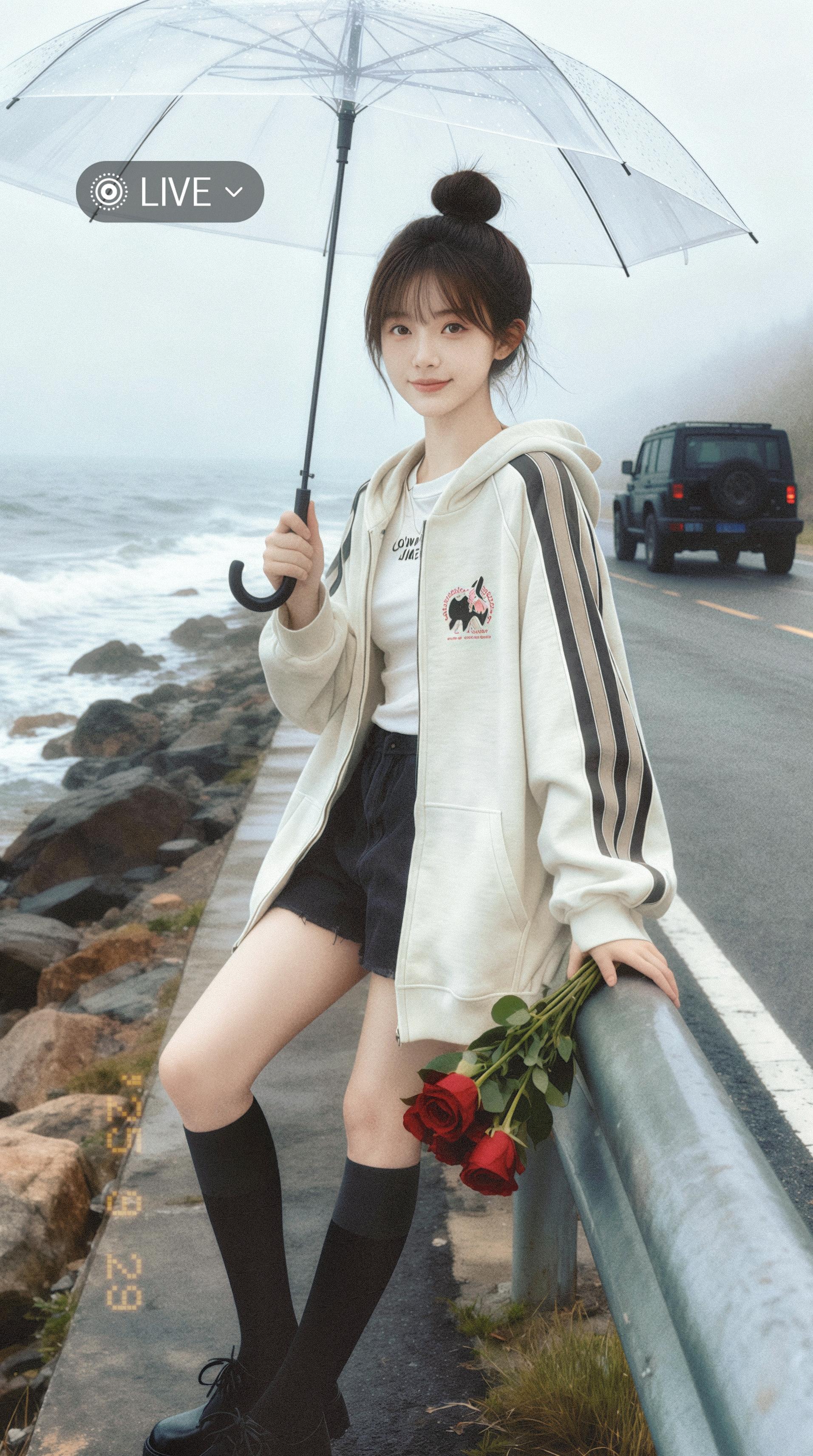 雾蒙蒙的沿海公路,海浪拍打着礁石,像是在低诉心事。苏晚撑着透明伞,指尖捻着红玫瑰,倚在栏杆上,目光却追着远处那辆黑色越野车。 三天前,她在这里意外撞进一个男人的怀抱,他身上的雪松气息和这海雾一样让她心跳失控。此刻,那辆车缓缓停下,车窗降下,露出陆景深轮廓分明的脸。“苏小姐,你的花,落我车上了。”他声音低沉,带着一丝戏谑。苏晚脸颊微红,却扬起下巴:“陆总追了三天,就为了还一束花?”海风吹乱她的丸子头,也吹乱了两人之间那层暧昧的纱,故事,在这清冷的氛围感里,刚刚开始。 #秋天变时髦就从韩系穿搭开始 #早秋穿搭三分钟出门不是梦 #普通人不化妆也能穿出氛围感 #小个子秋冬穿搭 #如何通过穿搭摆脱路人感 @抖加🔥上热门🔥dou+🔥热点宝