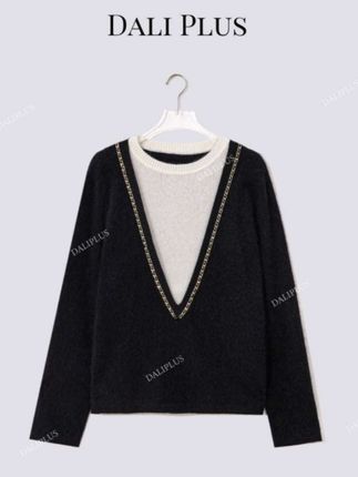 DALI PLUS“绵羊毛+山羊绒”手工链接撞色假两件针织衫-D5CH5168#高级感穿搭 #美出高级感 #品质女装 #谁穿谁好看 #百搭显瘦