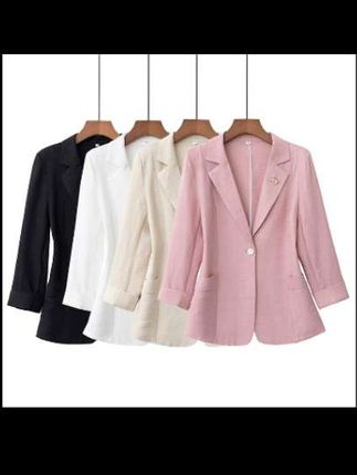 桑蚕丝亚麻薄款西服女夏季高级感八分袖小个子流行休闲西服-907款#高级感穿搭 #简约大气 #优雅气质 #极简穿搭 #简约风